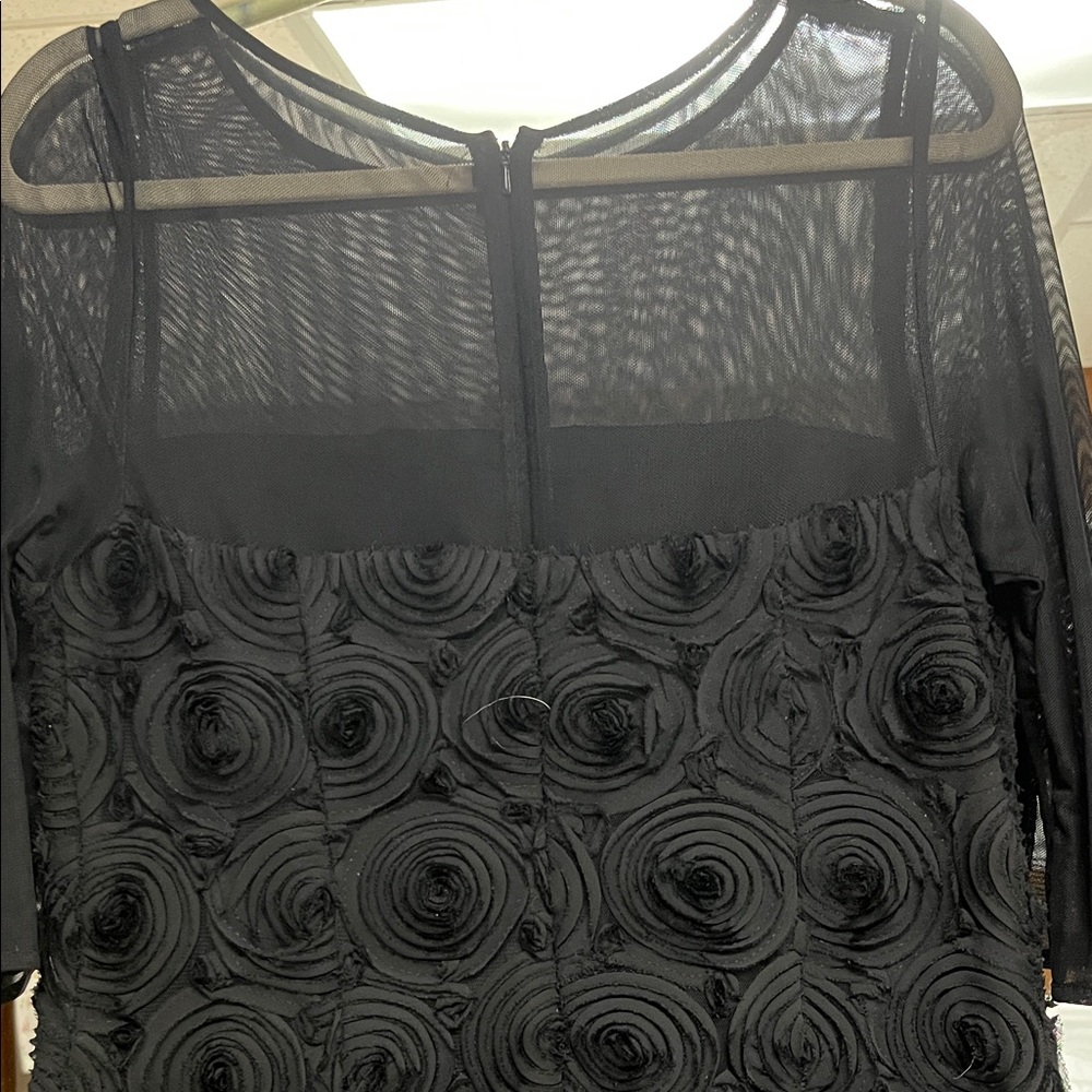Adrianna Papell Elegant Black Dress with rosettes